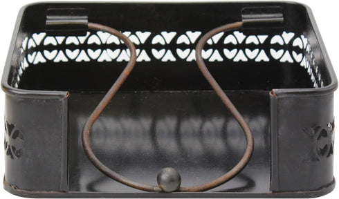 Stonebriar Industrial Black Graphite Metal Napkin Holder, Decorative Tray for Dining Table