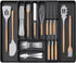 Lifewit Silverware Organizer for Kitchen Drawers, Expandable Utensil Tray with Removable Knife Block