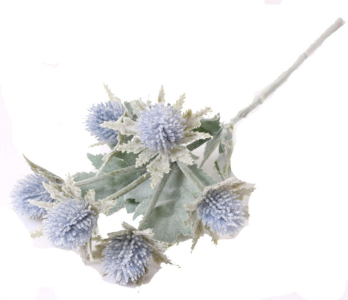 3 Pack Artificial Thistle Flowers, Faux Eryngiums Floral Tree Picks for Garden Wedding Prom Party Bouquet