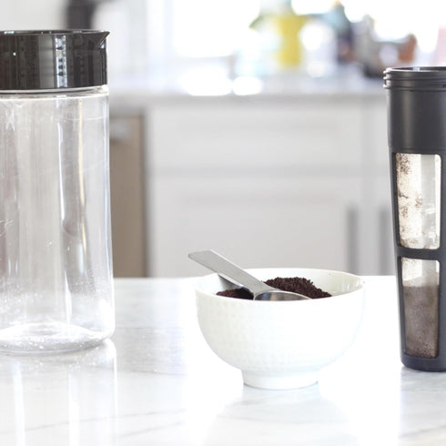 Takeya 2 Quart Glass Cold Brew Coffee Maker for Iced Coffee, Airtight Pitcher, Premium Quality, Black Lid and Handle