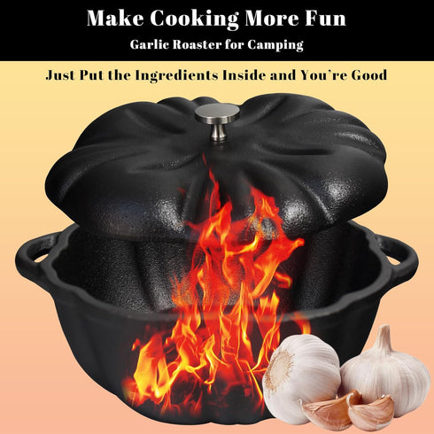 Cast Iron Garlic Roaster for Kitchen Grill Oven, Indoor or Outdoor BBQ Grill Garlic Tools, Garlic Baker