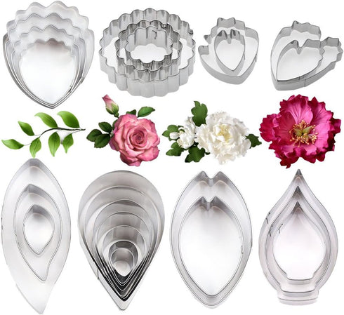 Yawsoy 26Pcs Stainless Steel Gum Paste Flower and Leaf Cutter Set – Fondant Flower Cookie Cutter Sugarcraft Flower