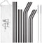 Hiware 12-Pack Black Stainless Steel Straws, Reusable with Case - Metal Drinking Straws for 30oz and 20oz Tumblers,