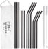 Hiware 12-Pack Black Stainless Steel Straws, Reusable with Case - Metal Drinking Straws for 30oz and 20oz Tumblers,