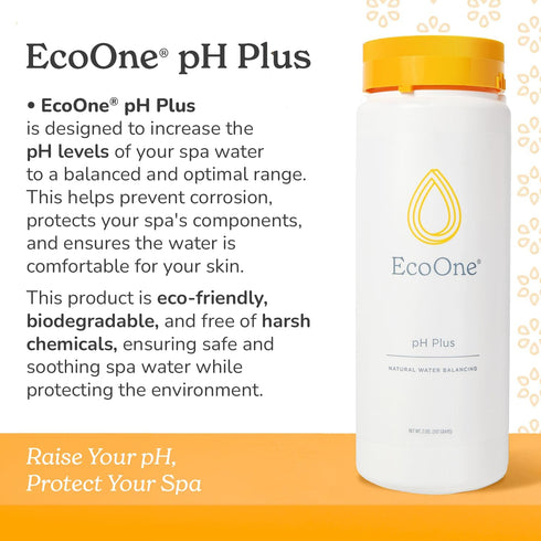 2 Lbs pH Plus by EcoOne | Natural Water pH Increaser for Hot Tub Application | Chlorine-Free, Phosphate-Free Hot Tub pH