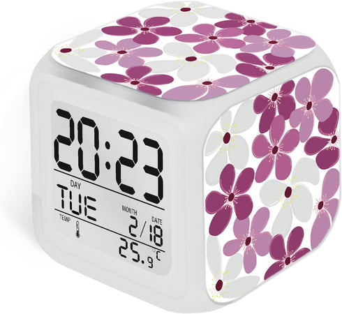 ZonleeApex Daisy Alarm Clock for Girls, Daisy-Themed Kids Alarms, Digital Desk Clock, Battery