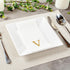 15.8 7.9 Inch 50 Luxenap X Linen-Feel Guest Towels, Lettered Hand Towels - Gold Letter 'V', Sans Serif Font, White
