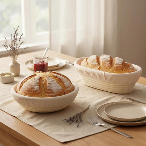 Set Liners,9 Inch 10 Inch FEIERYA Banneton Bread Proofing Basket with Round & Oval Sourdough Baking Kit