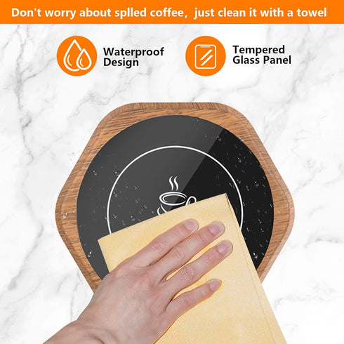 Smart Beverage Heating Plate, Electric Thermostat Coaster for Hot Coffee, Milk, Tea, and Cocoa (R1 wood grain)