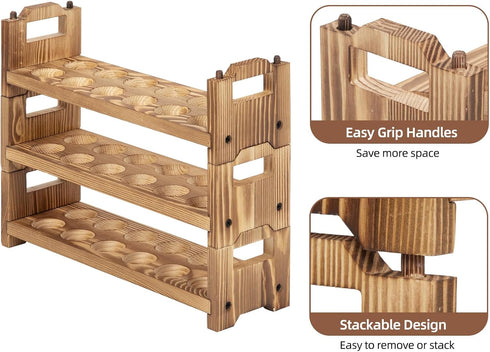 Countertop, 3-tire 36 Egg Holder Solid Wooden Egg Holder, Stackable Egg Storage Easter Basket Holding Up to Fresh Eggs