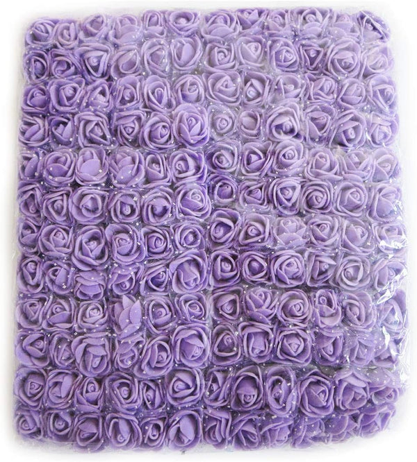 Mini Fake Rose Flower Heads - 144pcs Mini Artificial Roses for DIY Wedding Flowers Accessories, Purple