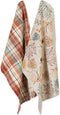 DII Fall Basics Kitchen Dishtowel Collection, 2 Count, Printed & Plaid Fall Dish Towel Set, 18x28, Autumn Leaves