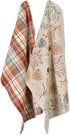 DII Fall Basics Kitchen Dishtowel Collection, 2 Count, Printed & Plaid Fall Dish Towel Set, 18x28, Autumn Leaves