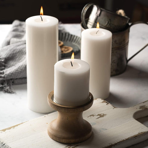 HomeLights Pillar Candles - 2.7x6 inch | 60 Hours Burning, 6 Count - White Unscented Smokeless Candles for Events