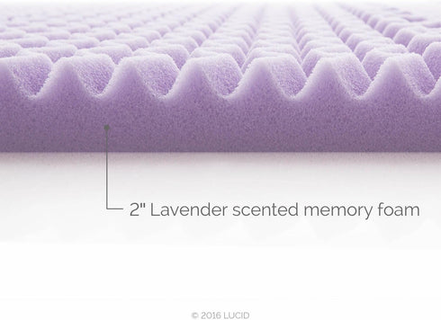 LUCID 2 Inch Lavender Memory Foam Full Mattress Topper, 5 Zone Design