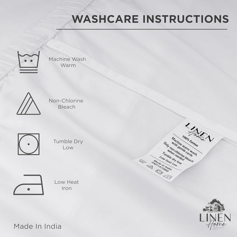 Linen Home 100% Cotton Percale Pillowcases, King Size, White, 2 Pieces, 20 inches X 40 inches