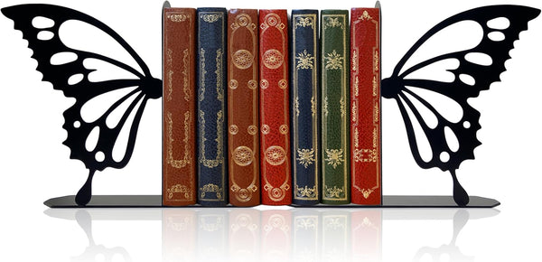 Natrlart Butterfly Metal Bookends Cute Butterfly Book Ends for Shelves Bookshelf Decorative Objects