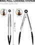 Anaeat Non-Stick Silicone Locking Tong - 7" Mini Kitchen Food Tongs with Non-Slip Silicone Tips for Cooking, BBQ (Black)