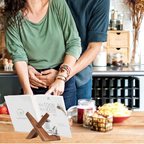 Cross Design Cookbook Stand: Beautiful Wooden Recipe Holder for Kitchen Decor