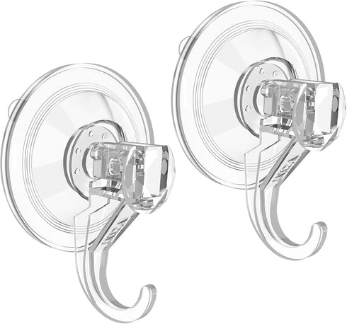 VIS'V Large Clear Heavy Duty Suction Cup Wreath Hooks, 22 LB Removable Holder for Halloween Christmas Decorations