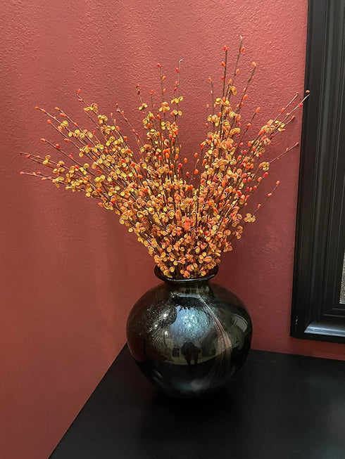 DoubleWood 10Pcs 29.5" (10, Long Artificial Flower Winter Jasmine Folk Pip Berry Plant Dry Branches Orange Flowers