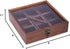 8x8 Inch 9 Ajuny Wooden Spice Box - Decorative Masala Dabba Organizer with Glass Lid, Fixed Compartments & Spoon, Spice