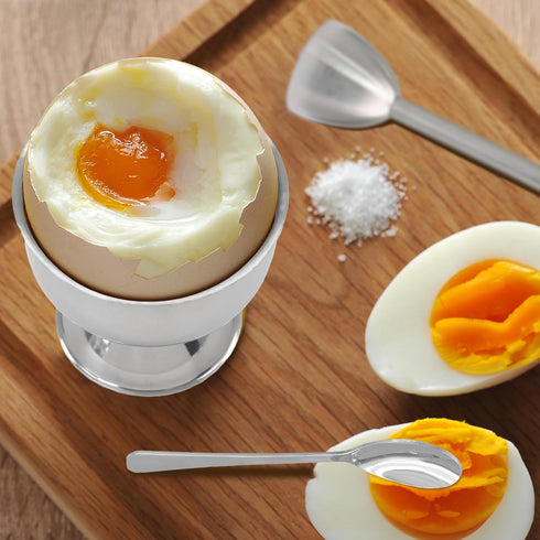 vibedor Set 5, 1 2 2 Egg Cups & Cracker of Stainless Steel Egg Topper Cutter - Egg Holders for Soft Boiled Eggs - Egg