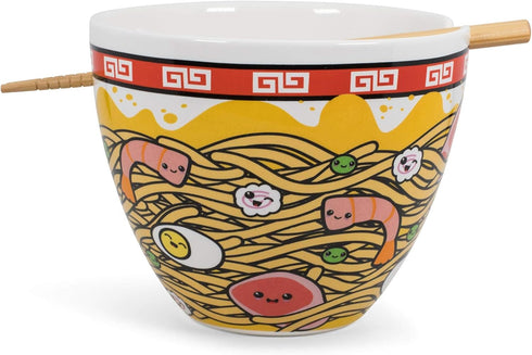 Toynk Sunken Noodles Japanese Ceramic Dish Set | 16-Ounce Ramen Bowl and Chopsticks Set