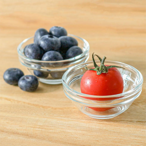 Iyulania 1.5 oz Set 6 Clear Glass Bowl, Mini Prep Dish for Salt and Spices, Dishwasher and Microwave Safe, Stackable