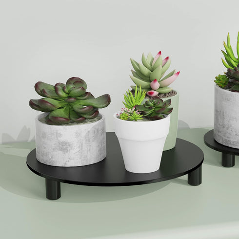 SVENJBB 7 Inch 2-Pack, Counter Black Round Pedestal Riser Board Decorative Acrylic Display Stand for Home and Kitchen