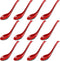 12 Pcs Asian Soup Spoons, Hook Soba Noodle Ramen Spoon for Home Kitchen Restaurant Tableware