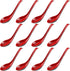 12 Pcs Asian Soup Spoons, Hook Soba Noodle Ramen Spoon for Home Kitchen Restaurant Tableware