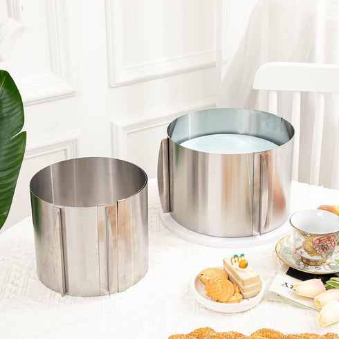 Hushee Cake Mold 6 to 12'' Adjustable Cake Ring, Round Stainless Steel Baking Supplies, 5.91 Inch