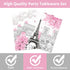 Paris Eiffel Tower Plates and Napkins - Parisian Party Disposable Paper Tableware Bundle for 24 Guests