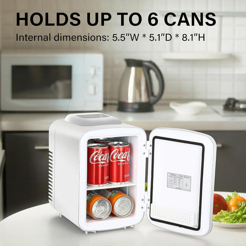 Simple Deluxe Mini Fridge, 4L/6 Can Portable Cooler & Warmer Freon-Free Refrigerator for Skincare, Beverage, Cosmetics,