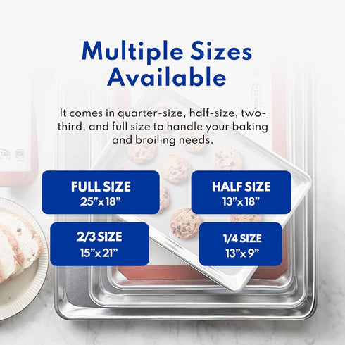 New Star Foodservice Commercial-Grade Aluminum Sheet Pan & Silicone Baking Mat Set, 9" L x 13" W