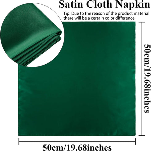 Aneco 12 Pieces Satin Napkin Square, 20 x 20 Inches Dinner Napkins for Romantic Weddings Party Dinner Decoration