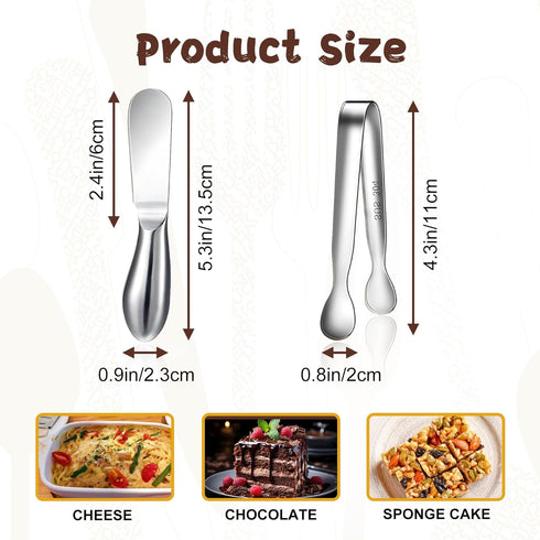 Spreader Knife Set,8-Piece Cheese and Butter Spreader Knives,Mini Serving Tongs,Stainless Steel Multipurpose Butter Knives Used for Cheese, Cold Butter, Jam and Other Kitchen Daily by SAGOOITS