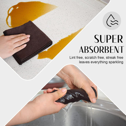 12 Inch 12 Inch 12 Pack SINLAND Absorbent Microfiber Dish Cloth Kitchen No Streak Cleaning Cloth Dish Rags Lens Cloths