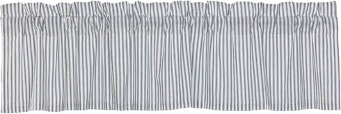 VHC Brands Sawyer Mill Blue Valance Curtain Lined Stripe for Kitchen or Dining Room Windows 16x72