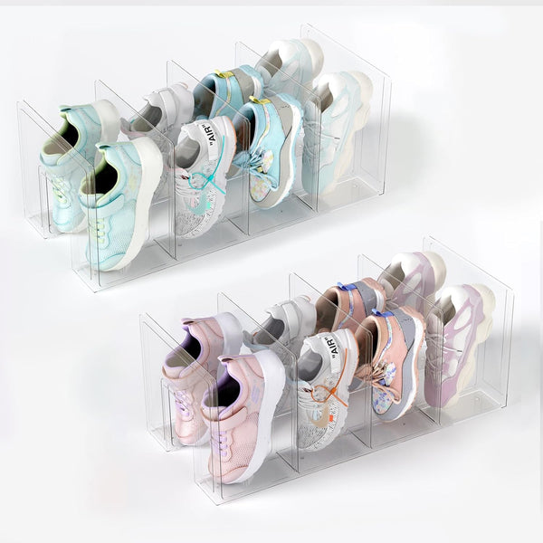 Acrylic Kids Shoe Rack - 2 Pack Clear Shoe Organizer for Toddlers