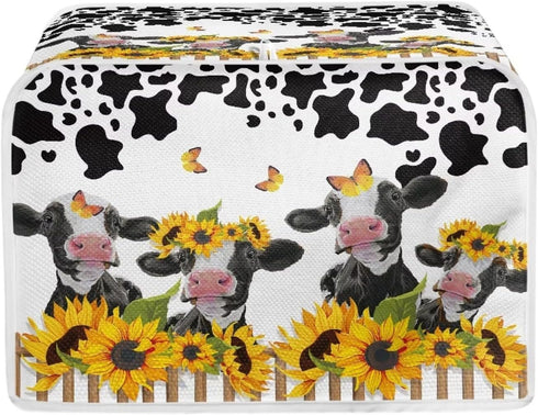 UNICEU Sunflower Farm Cow Animal 2 Slice Quilted Toaster Cover, Dustproof Kitchen Small Appliance Cover