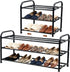 VrEnduuo 3 Tier Expandable Shoe Rack for Closet,18"-32" Adjustable Small Shoe Rack,Shoes Rack