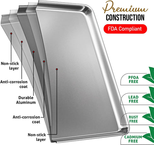 Eatex Aluminum Steel Cookie Sheet, 15” x 10” Baking Pan, Nonstick Durable Jelly Roll Pan for Baking
