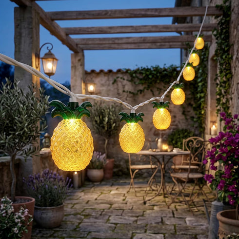 8.5Ft Tropical Summer Beach Pineapple Lights, 10L LED Pineapple String Lights Plug
