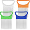 4 Pieces Stainless Steel Onion Holder Slicer for Vegetable Tomato Cutter, 4 Colors