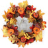 Lighted Fall Harvest Thanksgiving Wreath with Maple Leaf - 12 Inches, Front Door Wall Decor