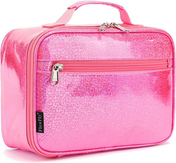 FlowFly Kids Lunch Box, Insulated Soft Bag Mini Cooler Thermal Meal Tote Kit for Girls, Boys, Pink