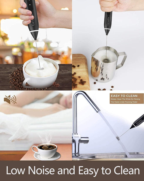 Rechargeable Electric Milk Frother, 3 Speeds Stainless Steel Whisk for Coffee, Cappuccino, Chocolate, Tea