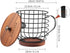 Coffee Pod Holder with Lid - Large Capacity K Cup Coffee Filter Holder with Rustic Wooden Base, Black Wire Storage